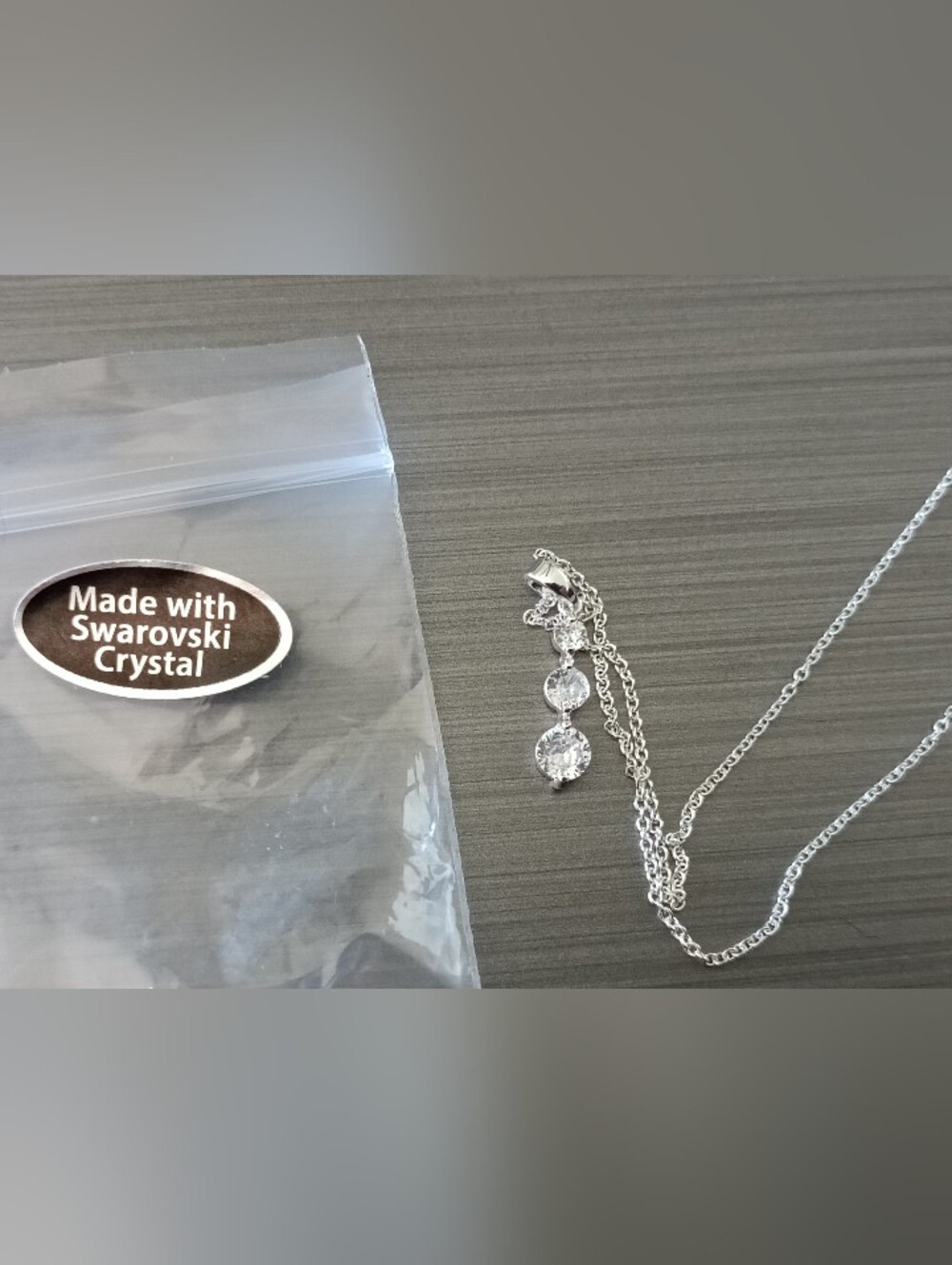 Swarovski Silver Crystal Double Drop Necklace